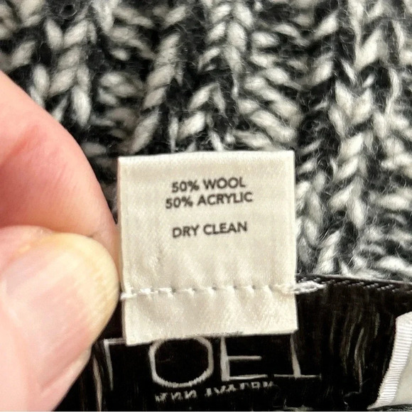 Ann Taylor Loft Women’s Small Cardigan Wool Blend Chunky Cozy Black White - Picture 10 of 12